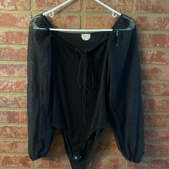 Boutique Milkmaid Bodysuit with Sheer Sleeves - Picture 1 of 2